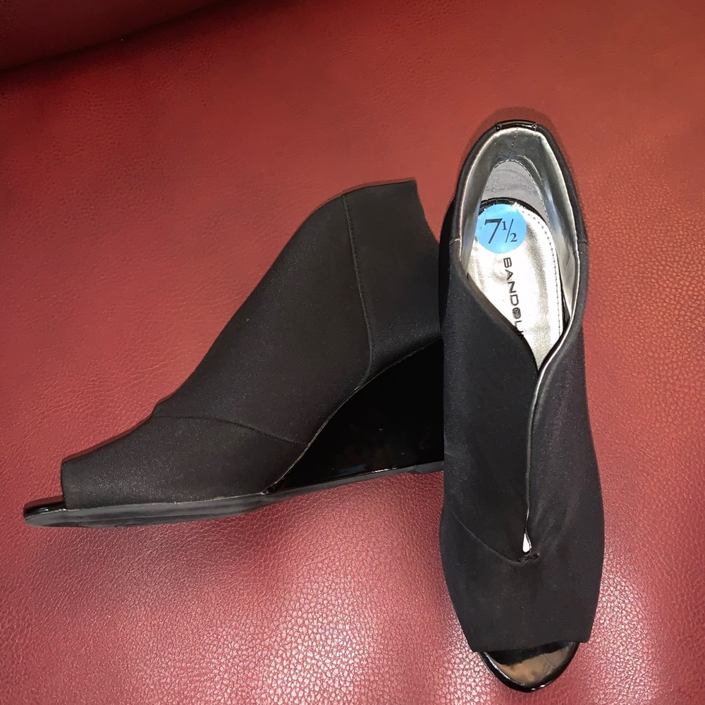 Bandolino Black Wedge Slip-On Heels